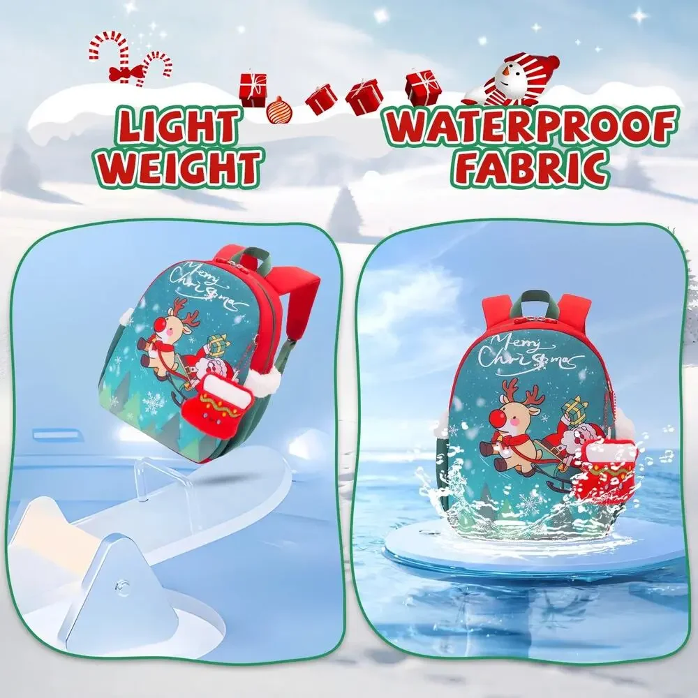 NWT SUN EIGHT Kids Christmas Backpack Santa Reindeer Glow in the Dark